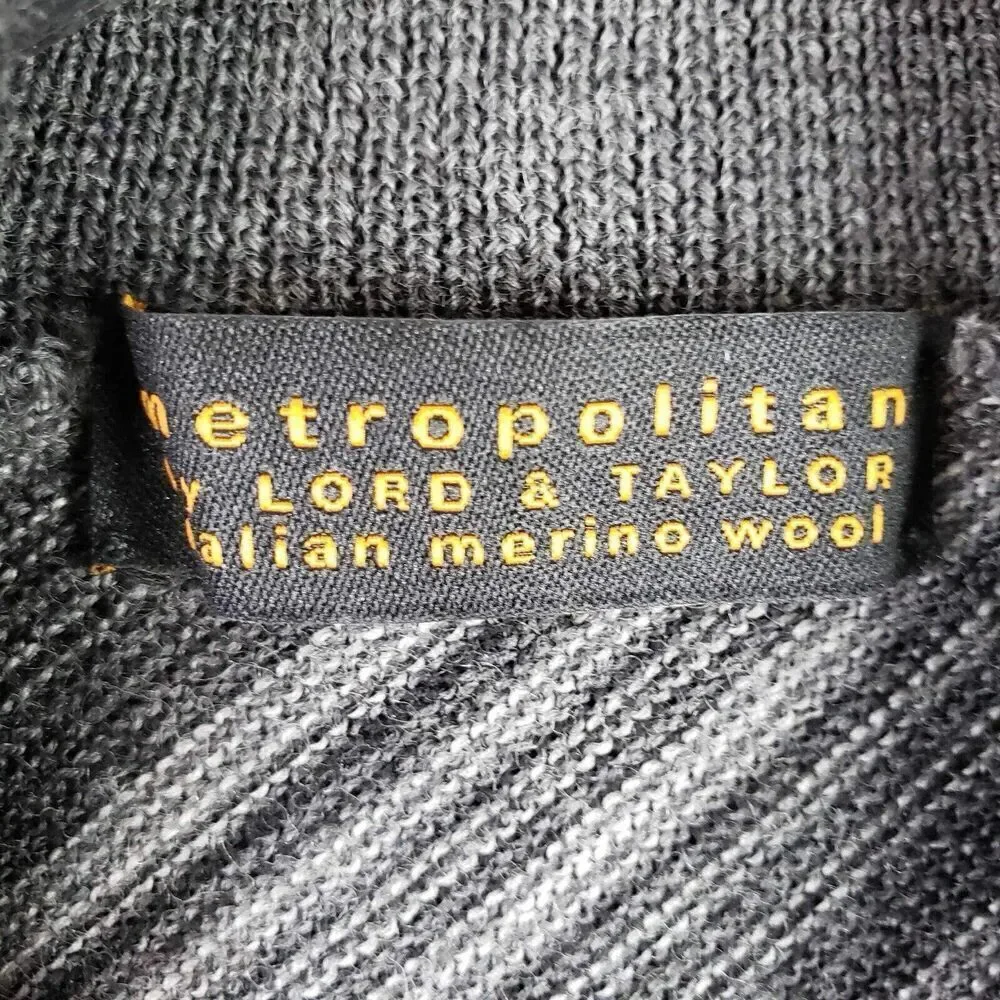 Metropolitan by Lord & Taylor Men’s Size L Italian Merino Wool Gray Sweater LS